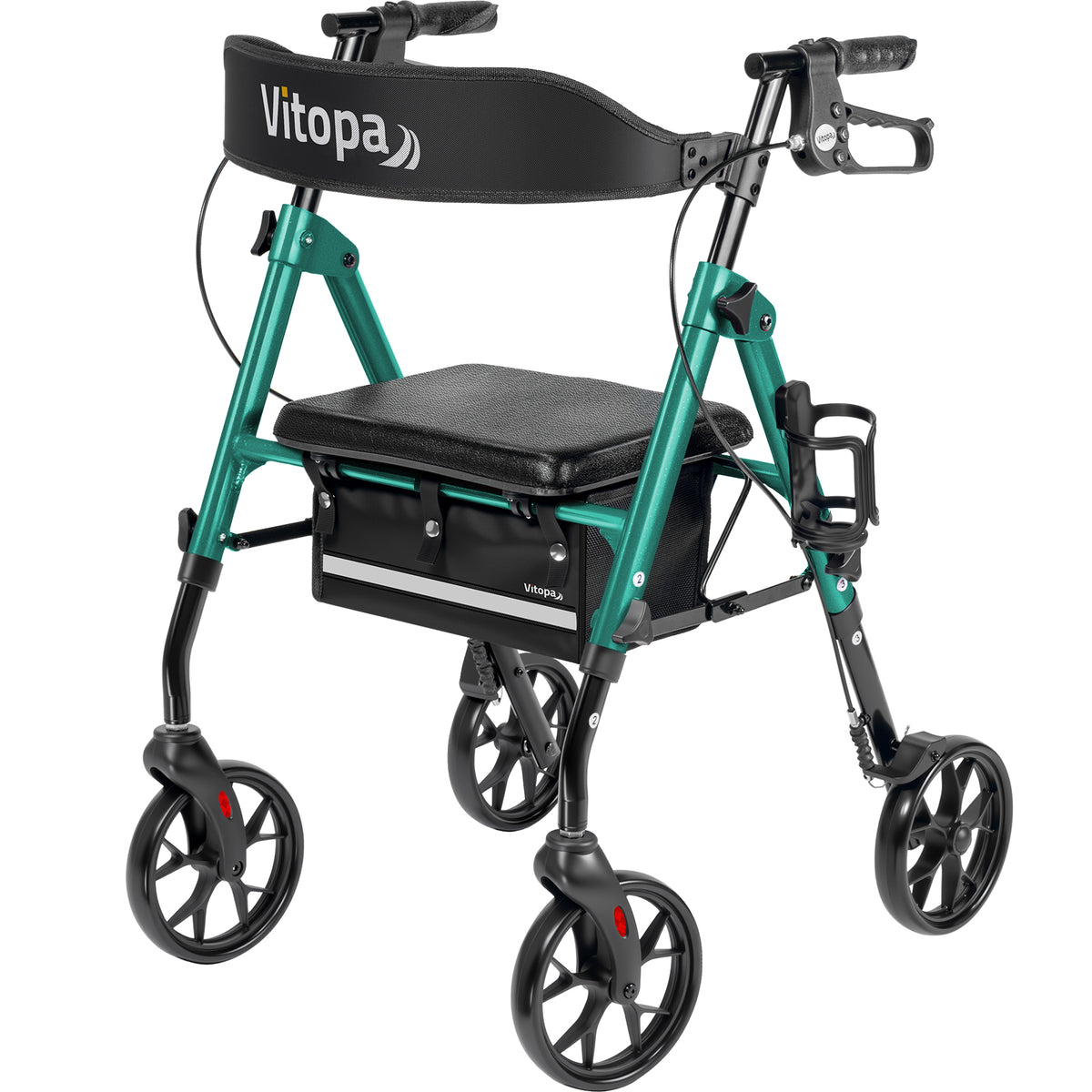 Vitopa W20S steel rollator walker with seat in Shimmer Green